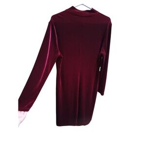 Vintage Kathie Lee Collection Dress Women's L Burgundy Velour Long Sleeve